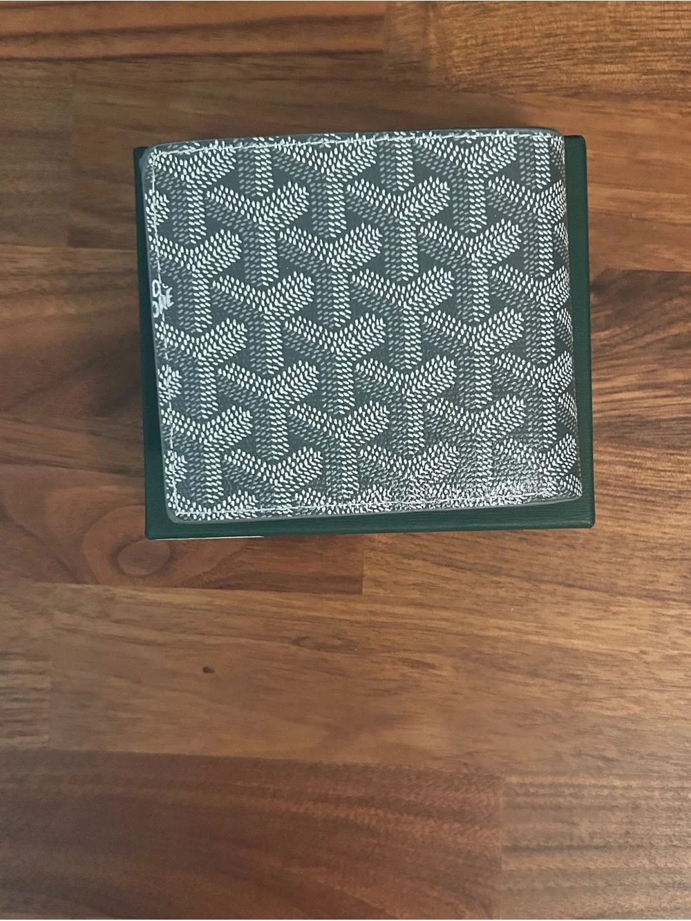 Goyard Grey Wallet with Yellow Microfiber Cloth with Green Box - Men Accessories